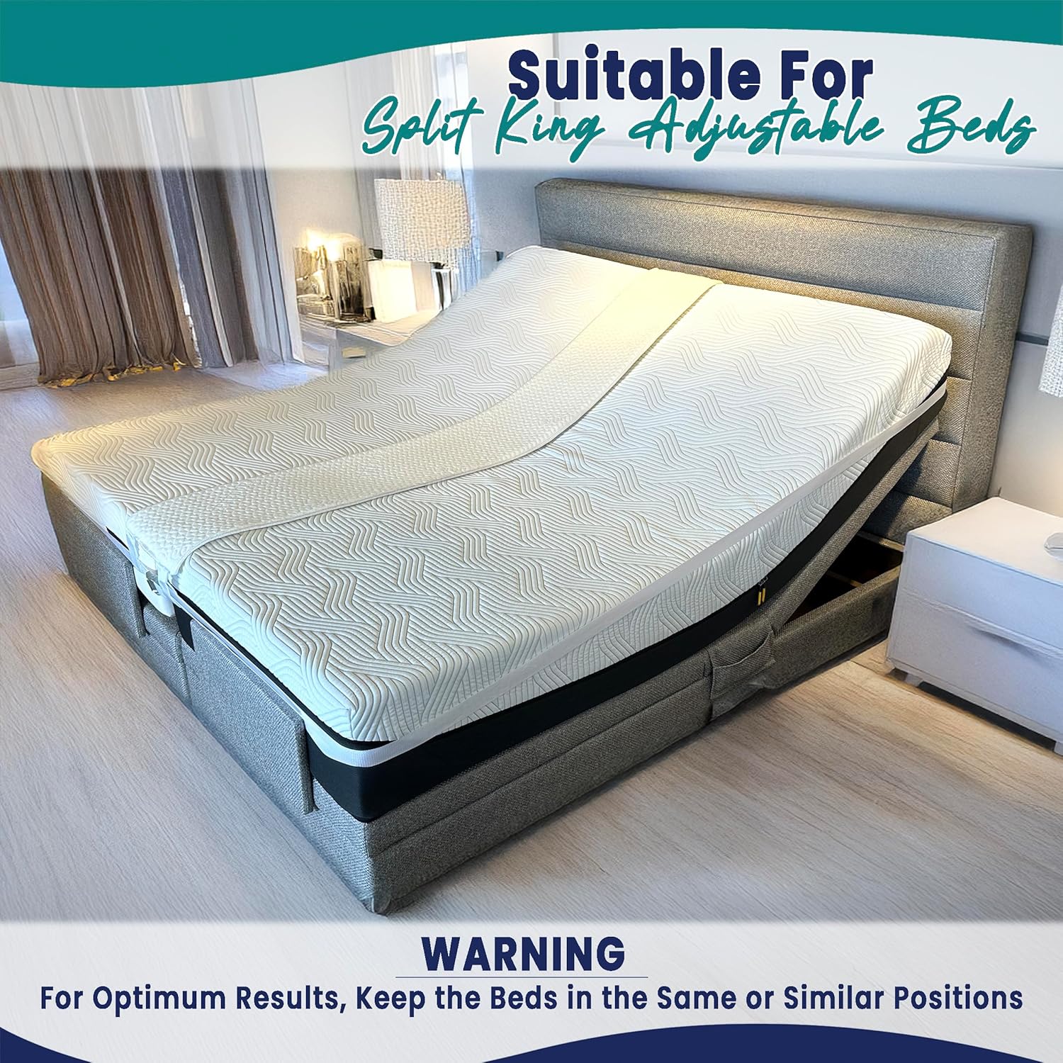 12" Extra Wide Bed Bridge Twin XL to King Converter Kit - Split King Gap Filler for Adjustable Bed - Mattress Connector & Gap Filler for Bed - Heavy Duty Metal Buckle Strap - 25D Memory Foam