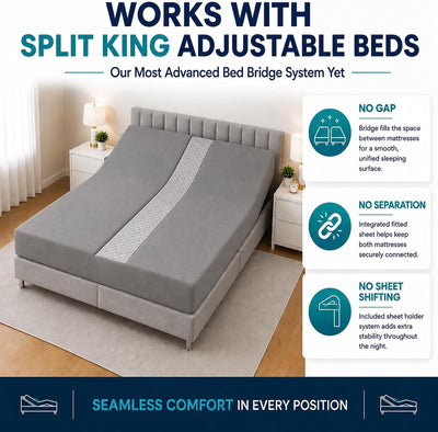 3-in-1 Fitted Sheet Bed Bridge - Grey