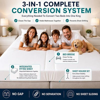 3-in-1 Fitted Sheet Bed Bridge - White