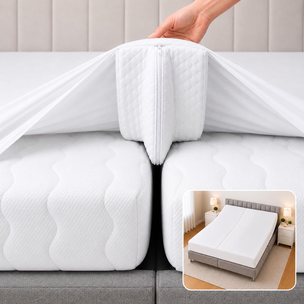 3-in-1 Fitted Sheet Bed Bridge - White