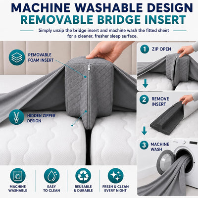 3-in-1 Fitted Sheet Bed Bridge - Grey