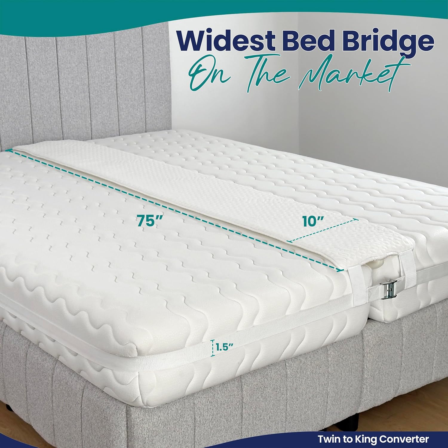 10" Extra Wide Twin to King Bed Bridge
